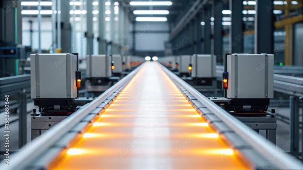 Poster Advanced Automated Conveyor Belt System with Illuminated Features