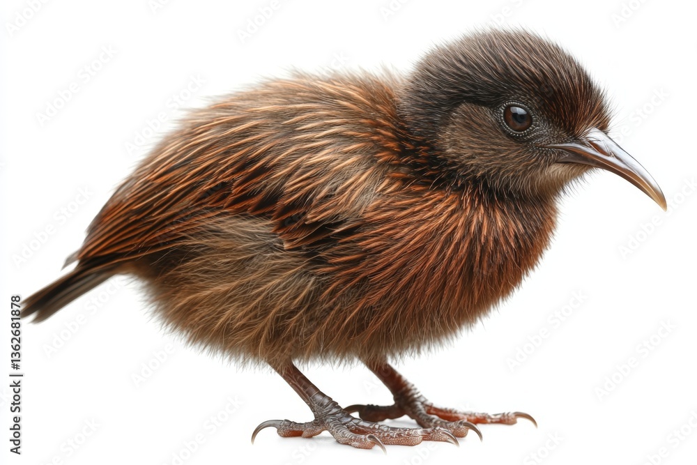 Poster small brown bird with feathers in shades of brown and orange observed in a natural setting during da