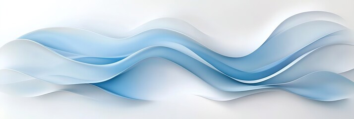 Obraz premium 3d rendering, Blue wavy style on a light background. background. Wide Background