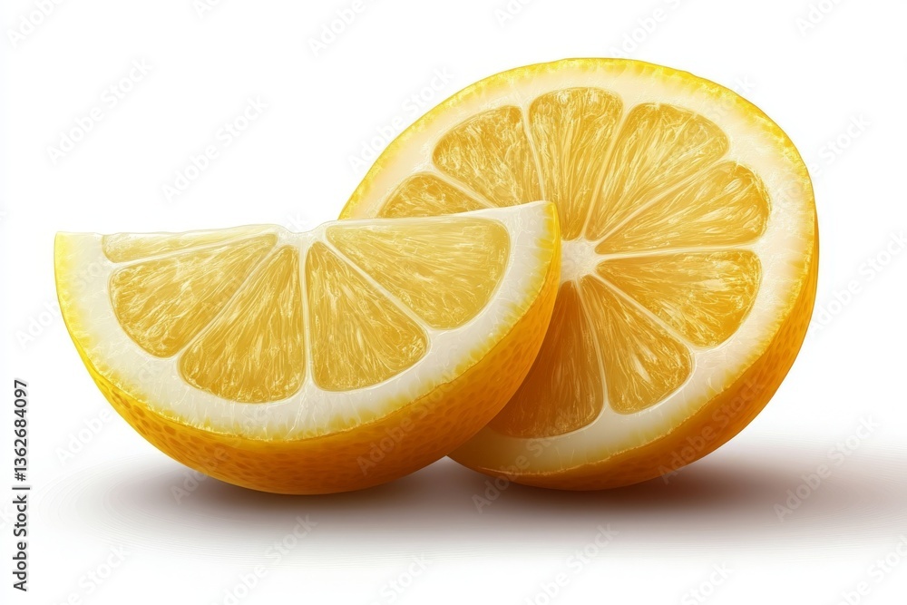 Aufkleber Freshly sliced lemons on a plain background showcase their vibrant color and juicy texture for culinary use