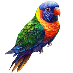 Obraz premium Rainbow Lorikeet: Vibrant illustration of a Rainbow Lorikeet, perched elegantly, flaunting its colorful plumage.