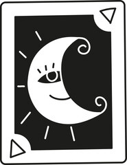 doodle boho groovy easter Moon and sun graphic with playful facial features and decorative elements.