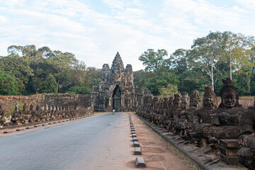 South Gate of Angkor Thom with Stone Statues, Cambodia