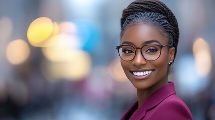 pretty black African businesswoman confident look at modern office 