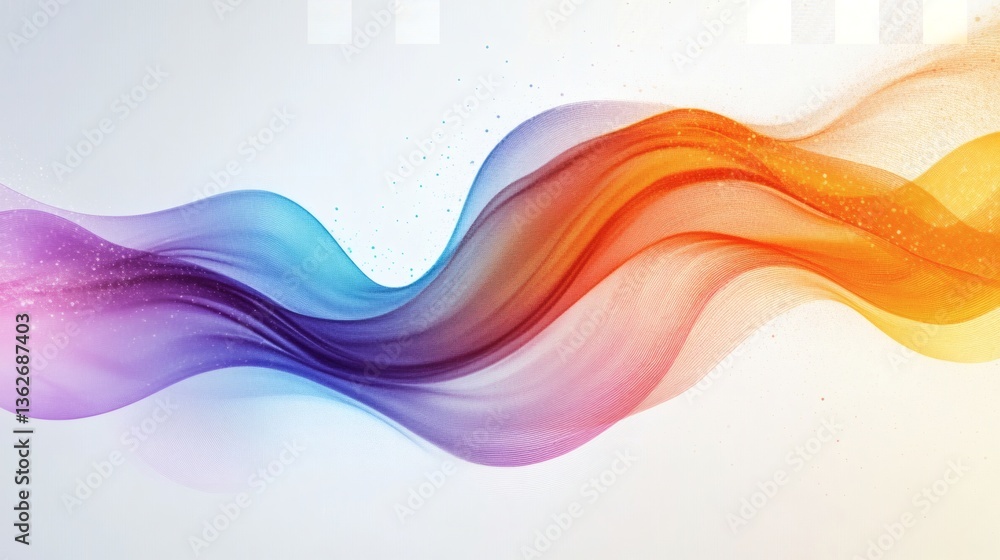 Poster flowing colorful wave of water with technology lines creating a vibrant background for modern digita