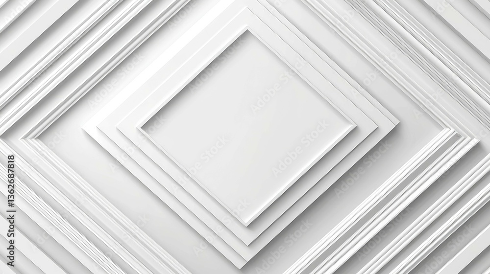 Poster white geometric frame pattern: modern minimalist architecture design background