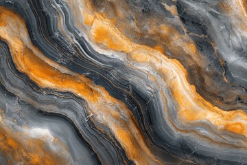 Naklejka premium Colorful abstract marble texture with flowing patterns in orange, black, and gray hues