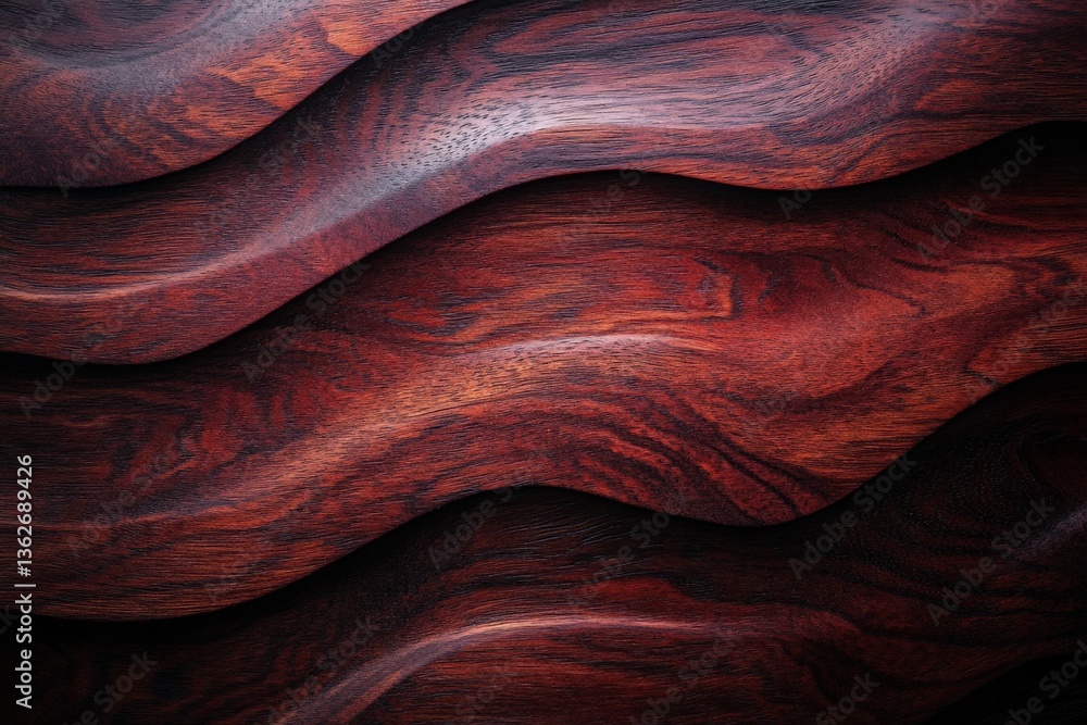 Poster captivating waves of polished wood showcasing rich hues and intricate patterns in a modern design se