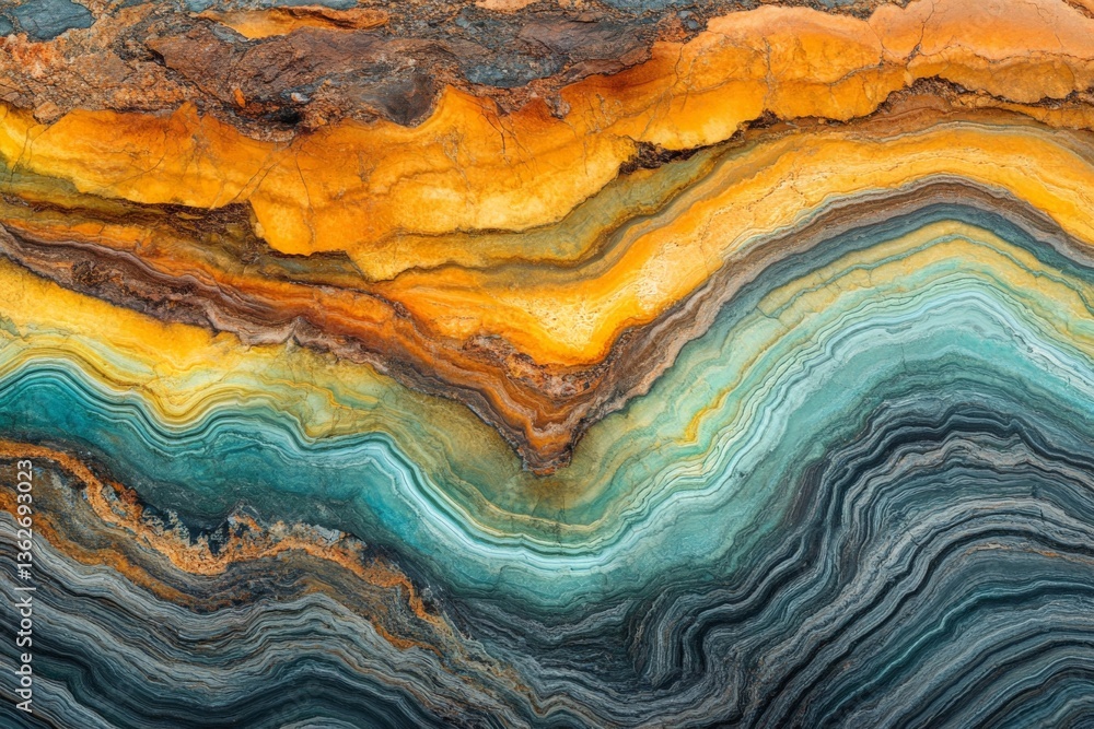 Poster beautiful layers of agate stone showcase vibrant colors and intricate patterns in natural formation