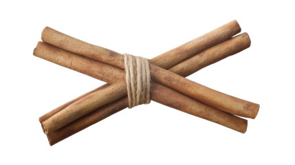 Aromatic Cinnamon Sticks: A close-up shot of cinnamon sticks, their warm brown hue and natural textures highlighted, tied together with twine, evoking a sense of warmth and culinary delight. 