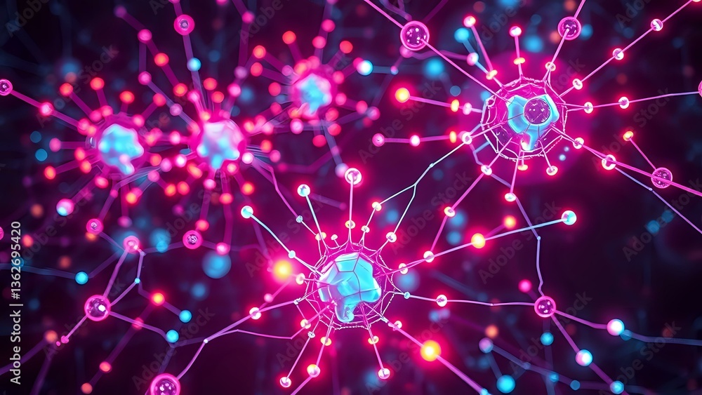 Poster radiant cyberpunk node network - abstract futuristic design