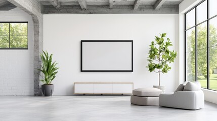 A refined meeting room designed for high-level discussions, complete with a large screen showcasing a dynamic presentation and luxurious seating that prioritizes comfort. The harmonious color scheme