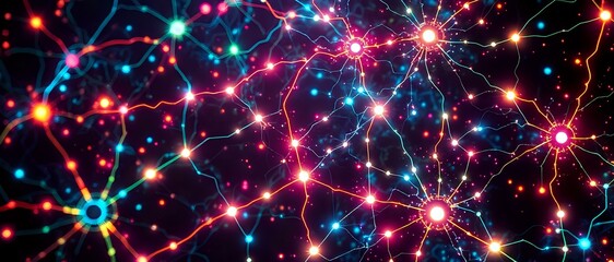 Fototapeta premium Futuristic Abstract Neural Network Design with Vibrant Neon Colors