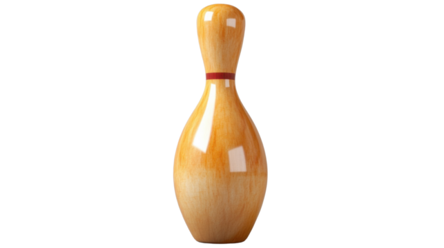 Bowling Pin's Essence: A perfectly crafted bowling pin, showcasing the intricate detail of wood grain and smooth finish, poised for the ultimate strike.