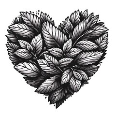 Leaf Heart Shape Botanical Love and Nature Symbol