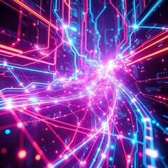 Obraz premium Futuristic Neon Circuit Design