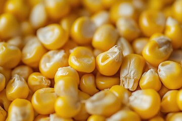 Fototapeta premium Yellow corn kernels close-up in natural lighting 