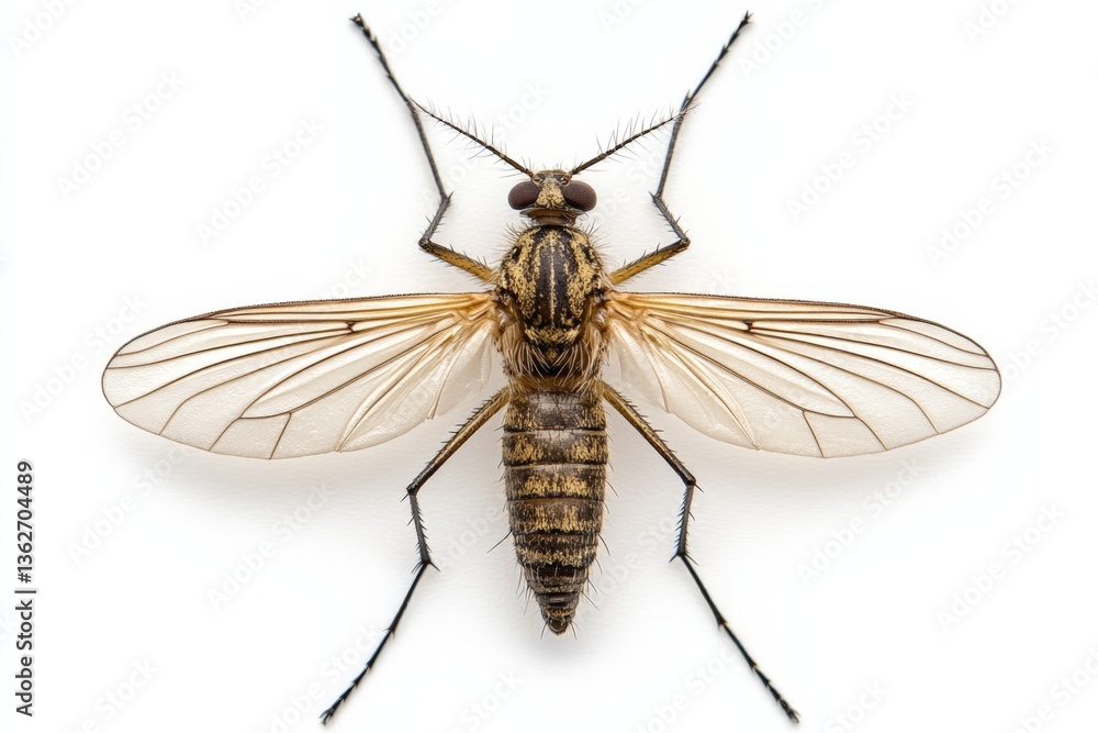 Poster close-up view of a common fly resting on a light surface in a study environment