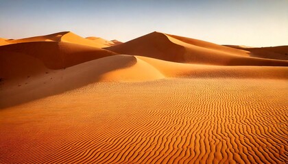 Endless Sand Dunes with Soft Shadows, Minimalist desert scene with gentle sand curves
