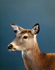 Fototapeta premium Portrait Close Up photo of a deer with a sharp gaze with a blurred background