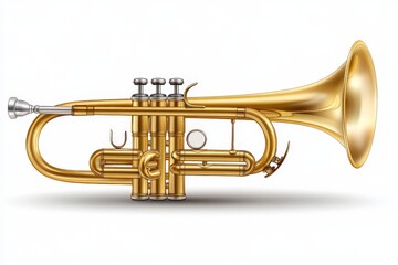 Fototapeta premium Musical instrument with brass finish displayed on a clean white background
