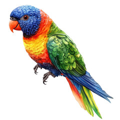 Obraz premium Vibrant Lorikeet: A striking lorikeet displays its colorful plumage against a plain backdrop, its playful nature and intricate patterns captured in a detailed illustration.