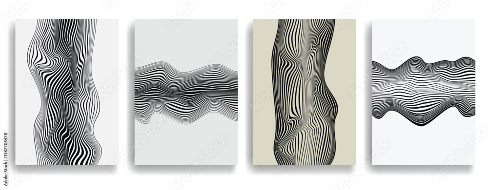 Leinwandbilder Abstract flow Lines Background . Wavy Stripes . Striped linear pattern . Poster collection with smooth lines .Brochures set with wave lines .Vector .