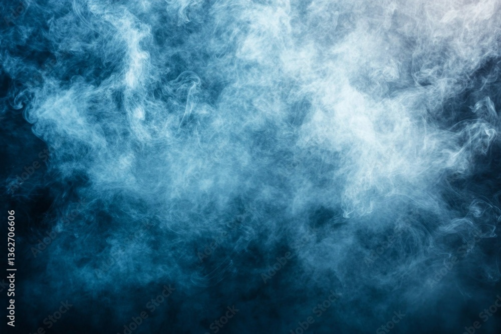 Poster soft blue smoke swirling gently, creating a mystical atmosphere in a darkened space