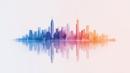 Fototapeta premium Captivating Gradient Cityscape Reflection on Shimmering Waters