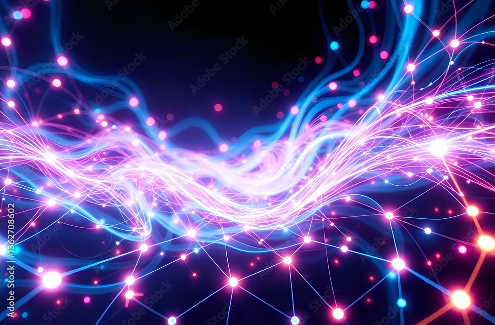 Poster futuristic abstract tech - neon cyberpunk vortex design