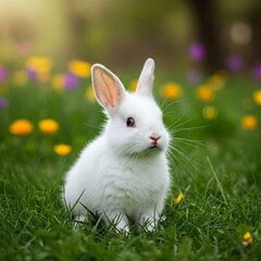 AI-generated image: An adorable Easter bunny, with its soft fur and captivating gaze, finds itself surrounded by a variety of colorful eggs, ready for the Easter celebration.