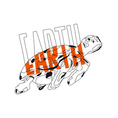 turtle drawing earth art