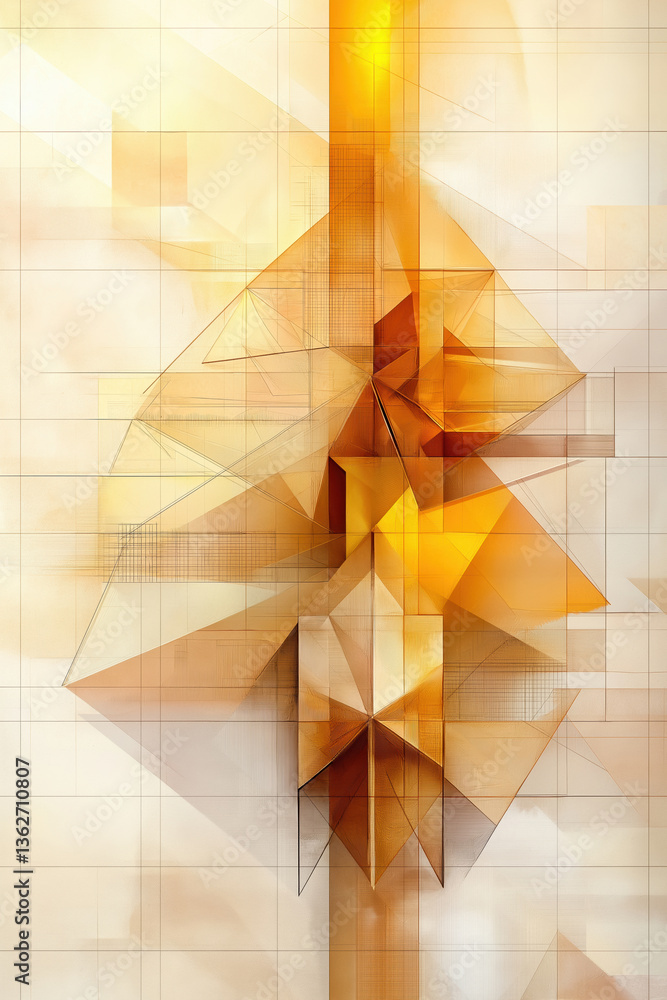 Poster modern abstract design with warm orange tones and sharp angles