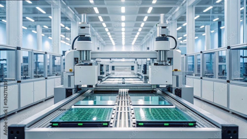 Poster Clean Testing Station in Modern Factory with Advanced Machinery Setup
