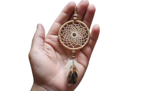 Hand holding a dreamcatcher