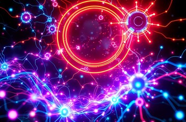 Obraz premium Cyberpunk Neon Explosion - Futuristic Digital Art