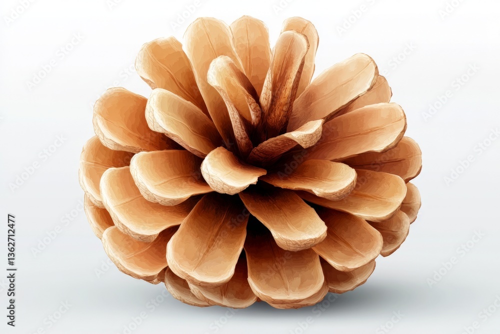 Poster Close-up view of a pine cone showcasing intricate details and textures in neutral tones