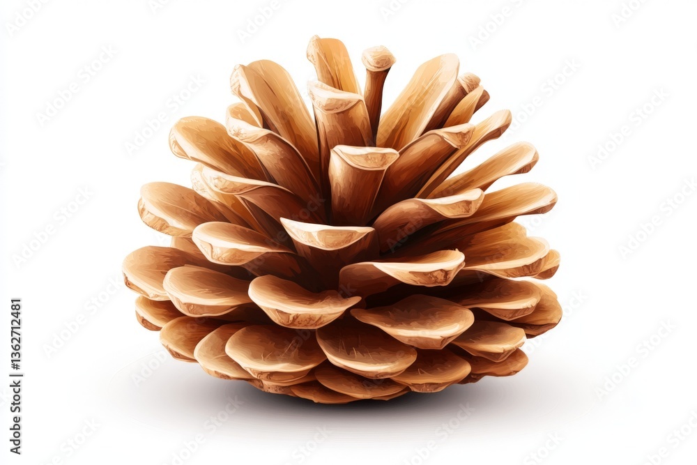Poster Pine cone sitting prominently against a plain background showcasing its intricate textures and shapes