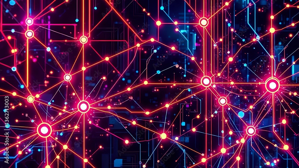 Poster abstract tech network: cyberpunk interconnectedness