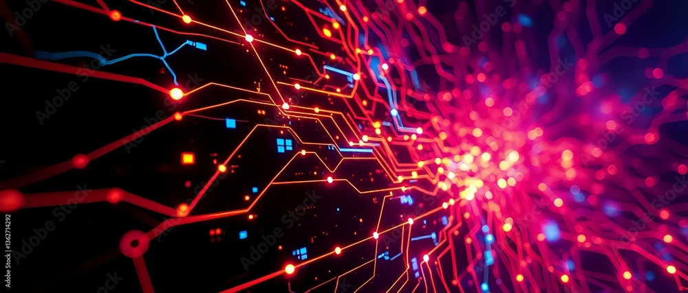 Poster abstract tech network: futuristic cyberpunk visions