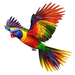 Fototapeta premium Rainbow Lorikeet in Flight: A vibrant rainbow lorikeet soars through the air, its multi-colored plumage a spectacle of nature's artistry.