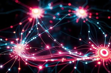 Cyberpunk Circuitry Network in Neon Glow