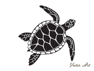 Sea turtle vector design, Sea turtle black silhouette on white background