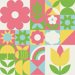Spring minimalist geometric design for banner, card, cover, poster, advertising, wallpaper.	