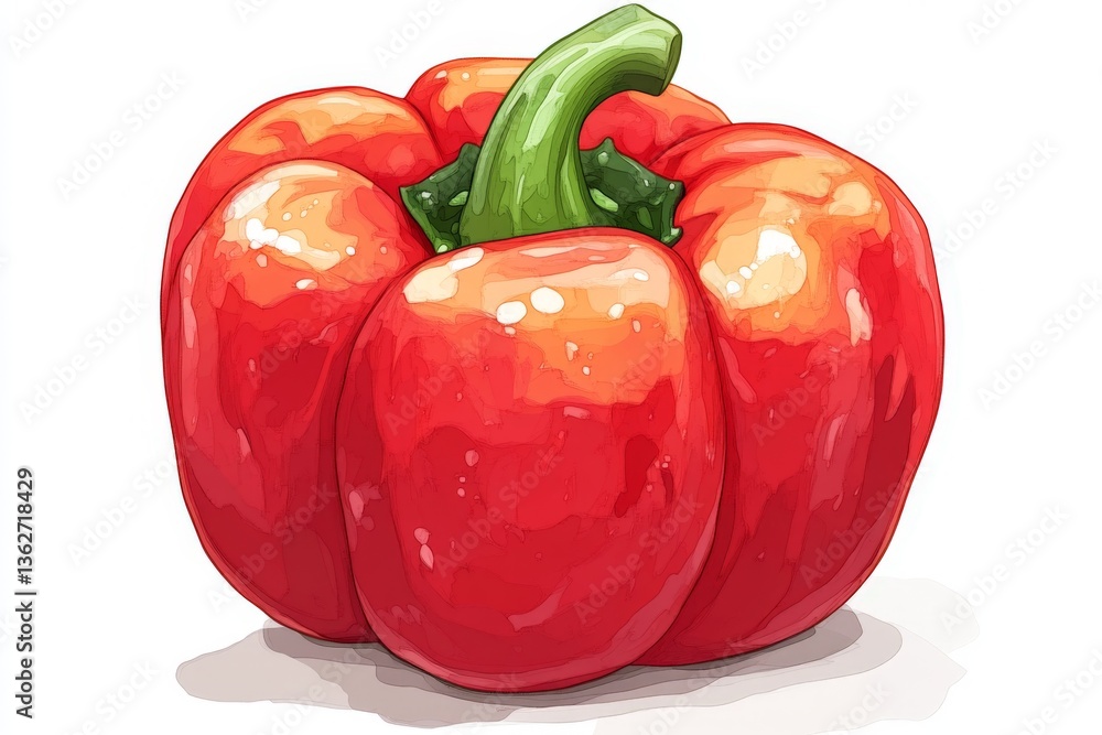 Aufkleber bright red bell pepper resting on a clean surface showcasing its vibrant color and glossy texture