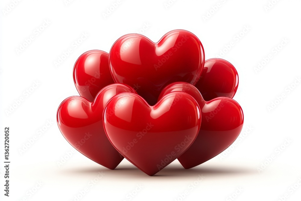 Poster Decorative red hearts stacked together creating a vibrant display of love and affection