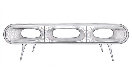 Modern, Oval Coffee Table Design Sketch