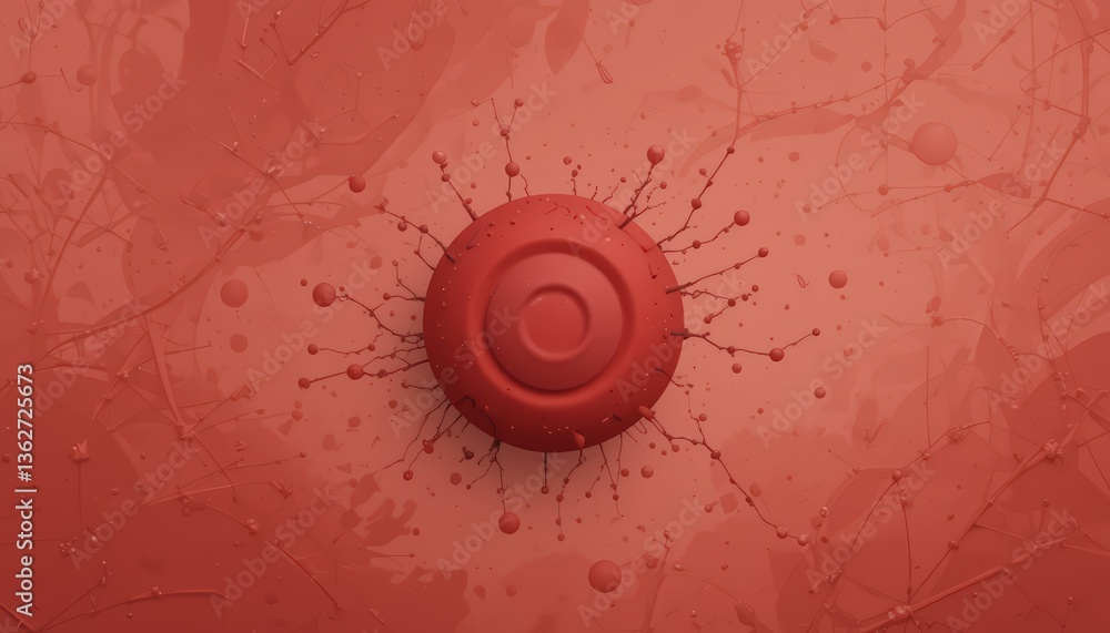 Aufkleber abstract red orb with splashes: a 3d render of a unique circular object