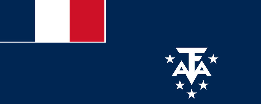 Flag representation of France with elements of the AFA symbol on a blue background seen in an event setting