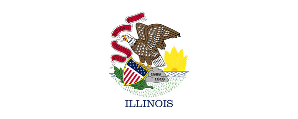Illinois state flag featuring the state seal with an eagle and vibrant colors representing pride and history
